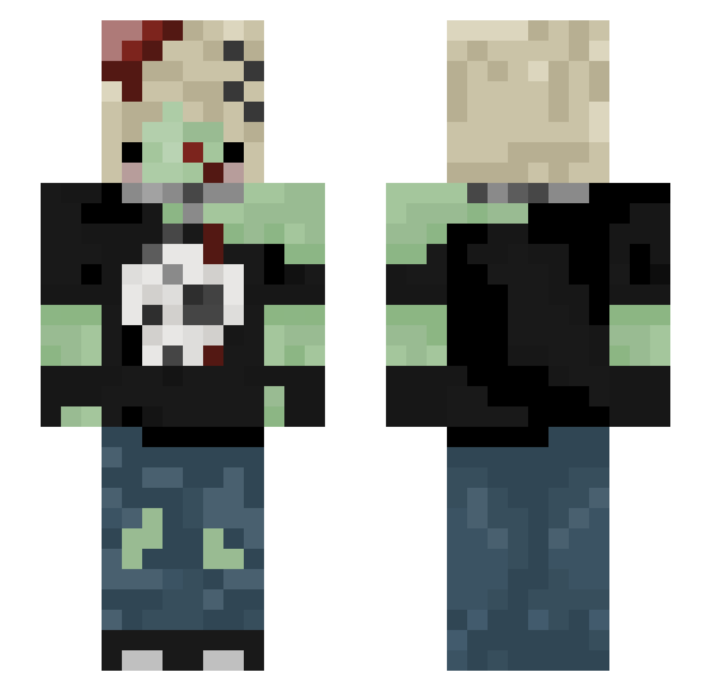 cigTowa Minecraft skin, front and back view