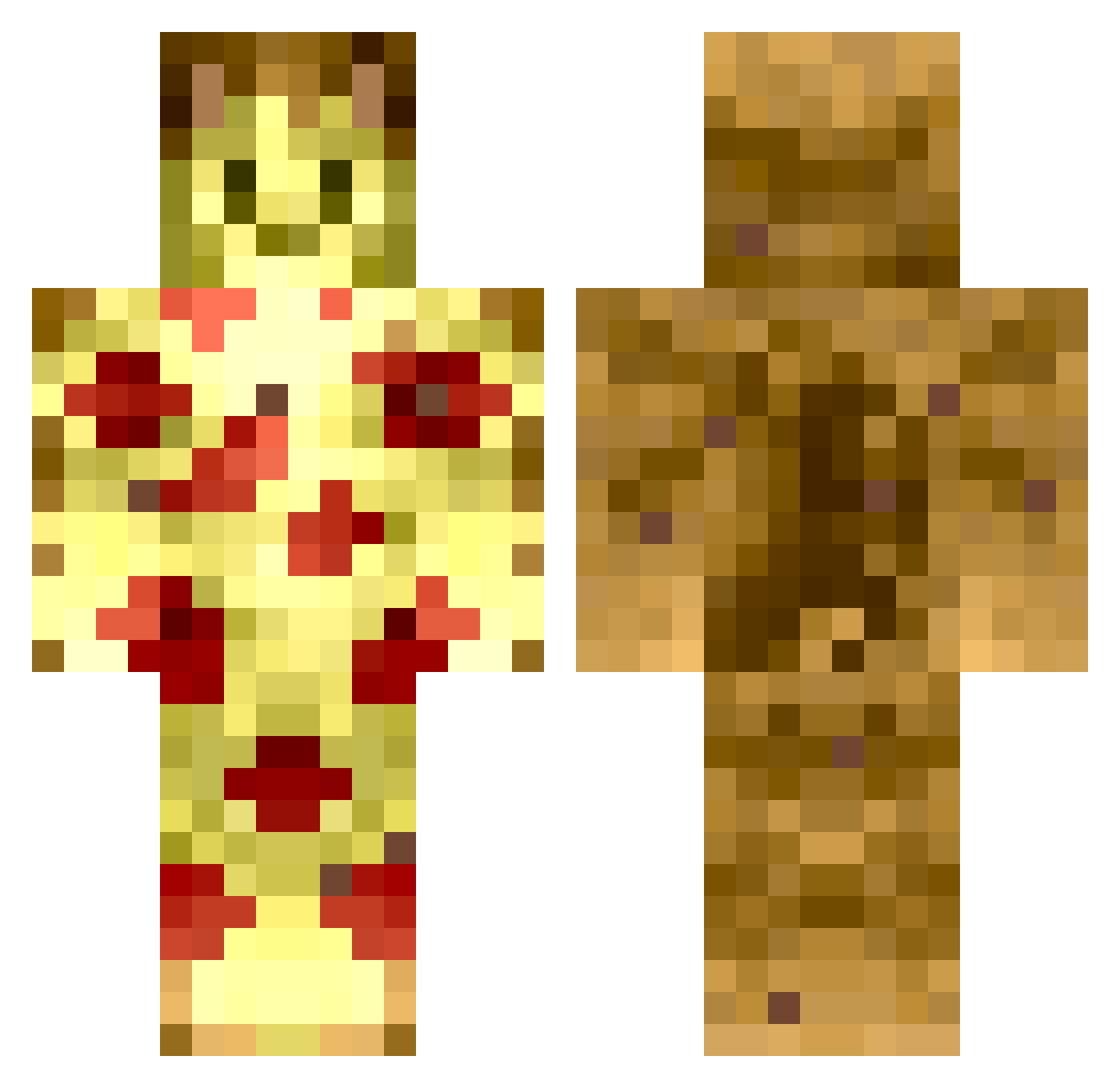 PizzaKitty Minecraft skin, front and back view