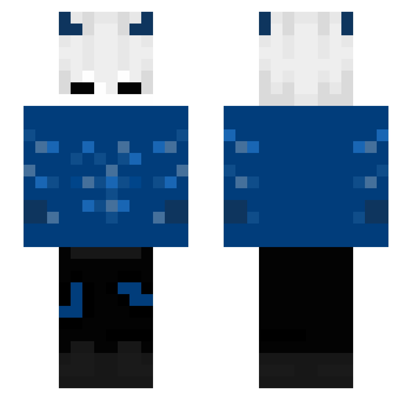 Karmelek76 Minecraft skin, front and back view