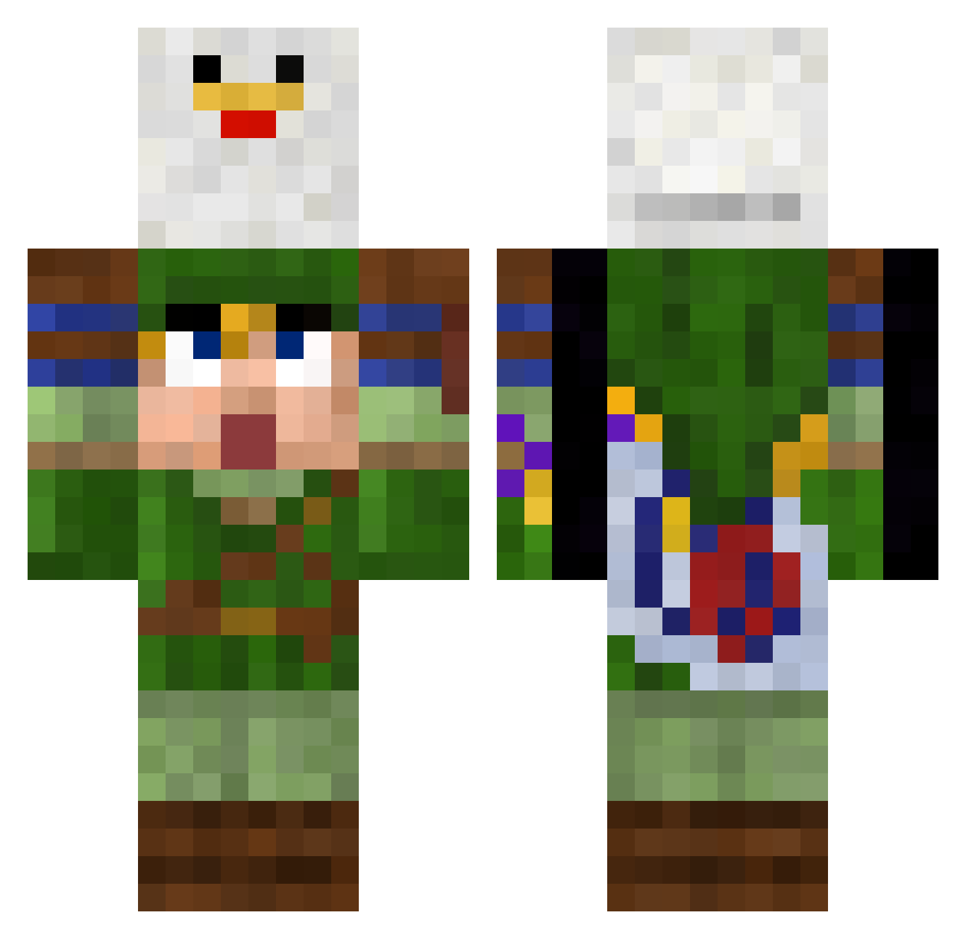 Halfling Minecraft skin, front and back view