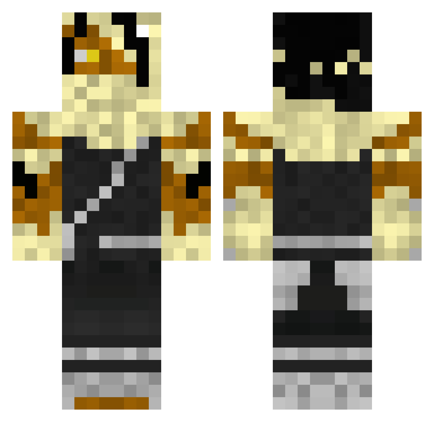 scarification Minecraft skin, front and back view