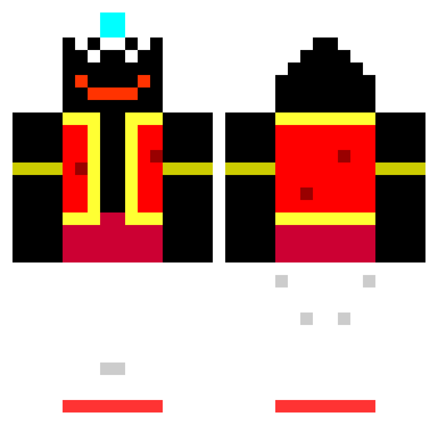 Quisler Minecraft skin, front and back view
