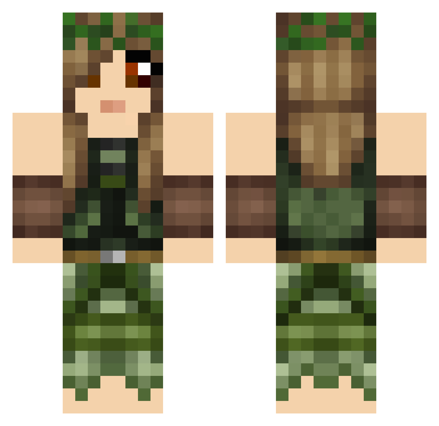 Buildress Minecraft skin, front and back view