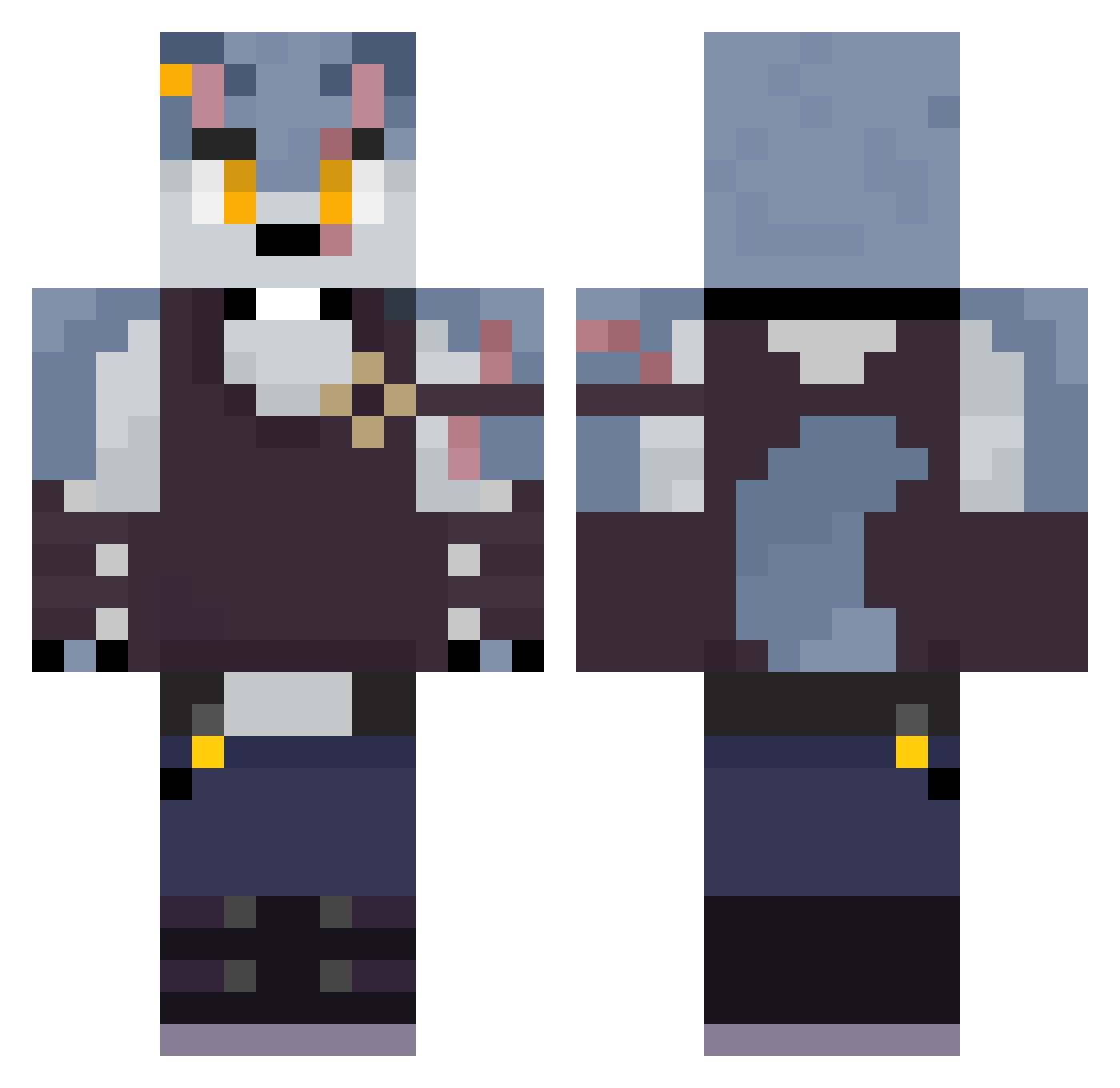 Hipxgamer99 Minecraft skin, front and back view