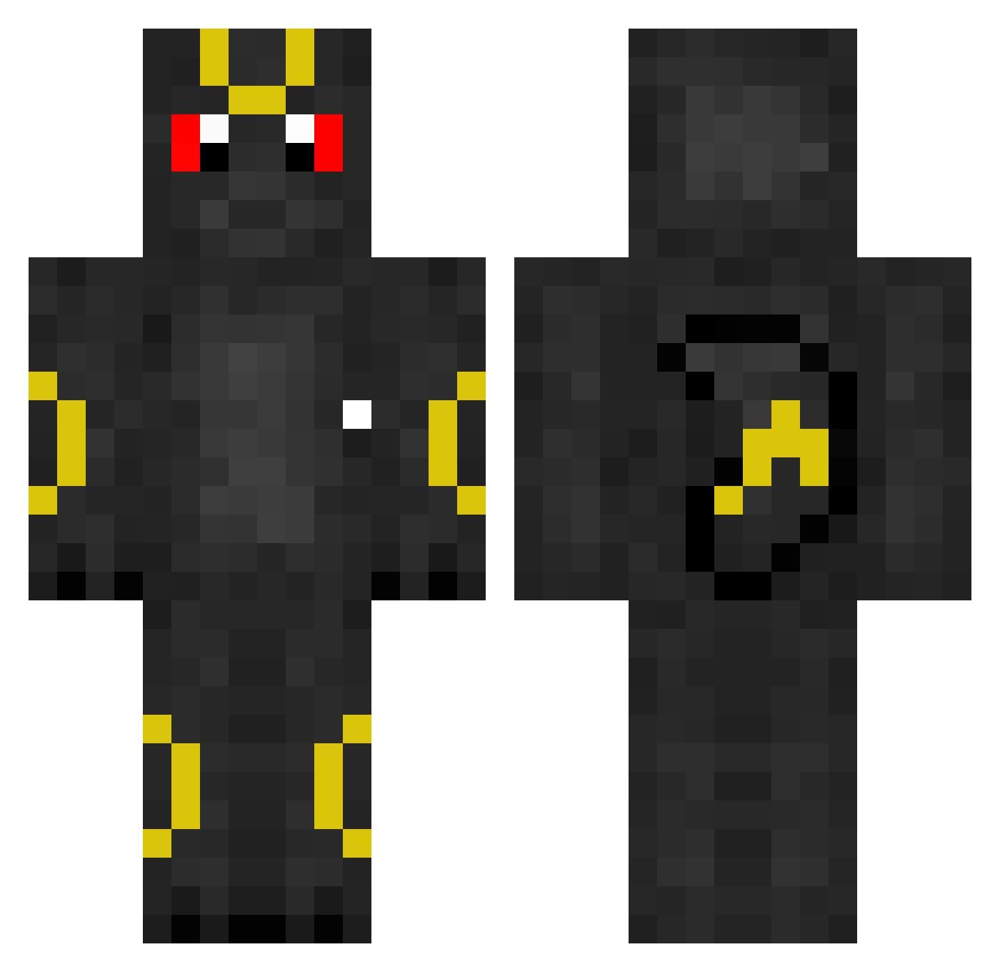 peen Minecraft skin, front and back view