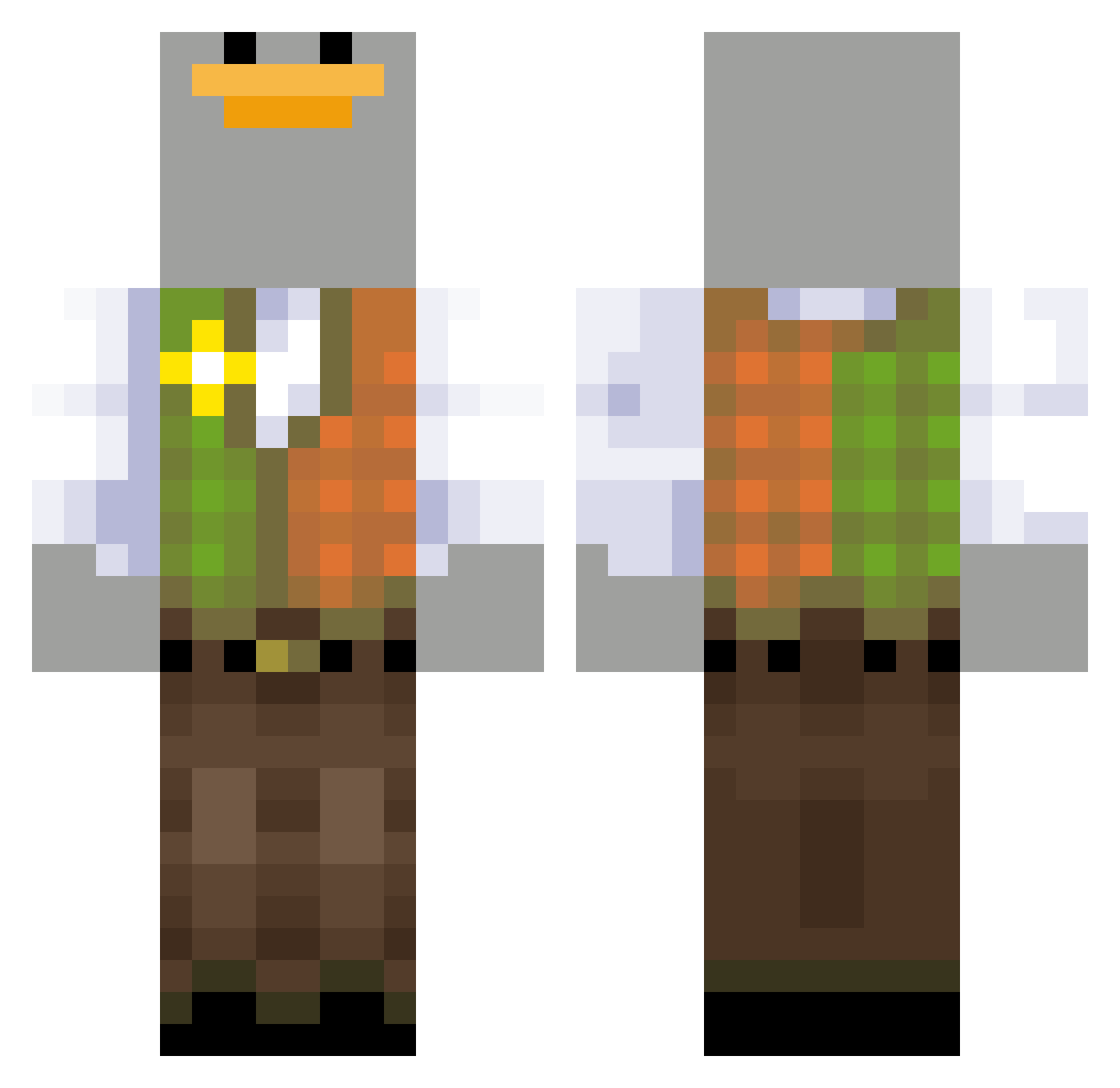 Guzy Minecraft skin, front and back view