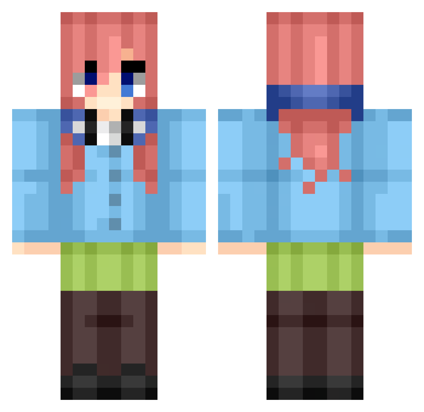 mrmelington Minecraft skin, front and back view
