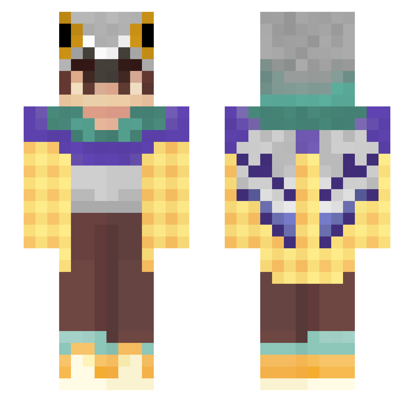 TrulyPigeon Minecraft skin, front and back view