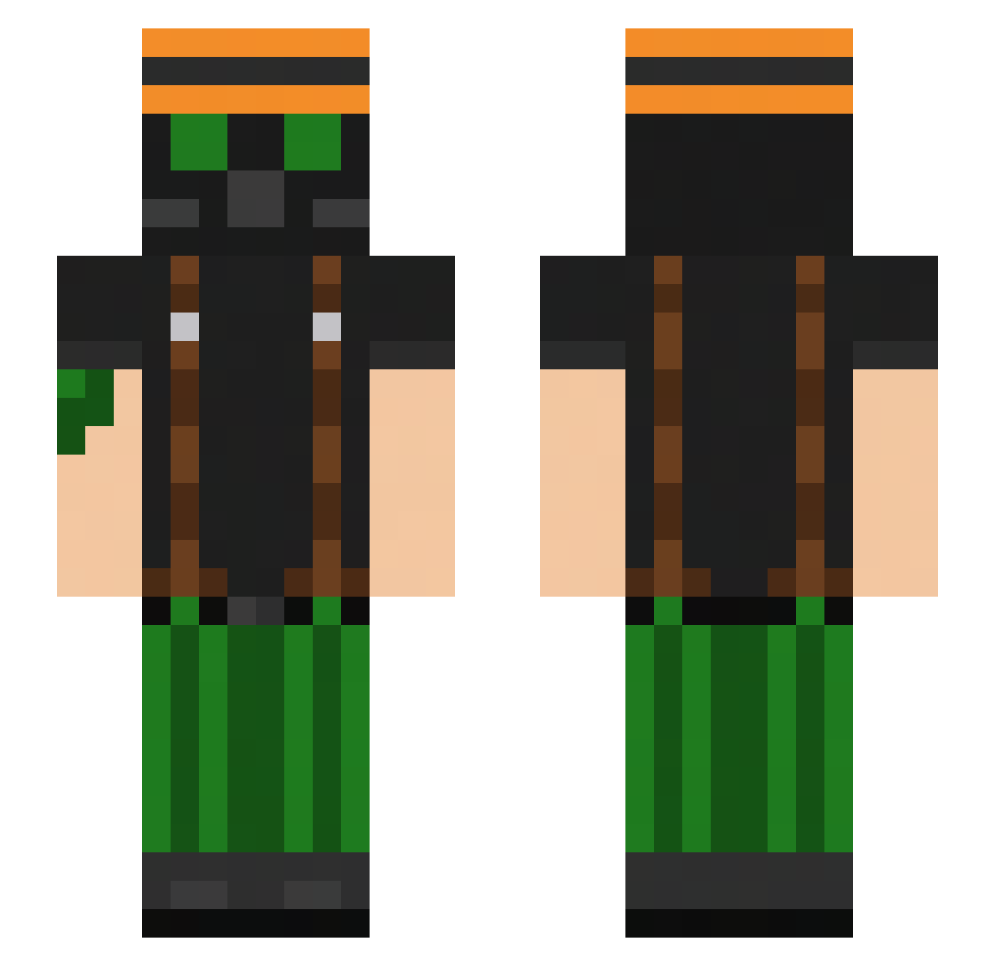 Greefli Minecraft skin, front and back view