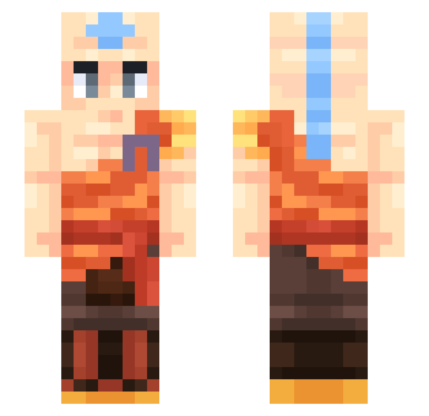 FadingNight Minecraft skin, front and back view