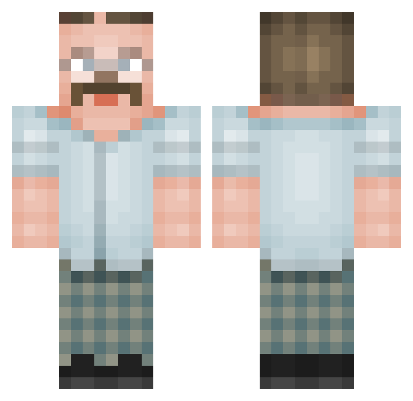 NPC2 Minecraft skin, front and back view