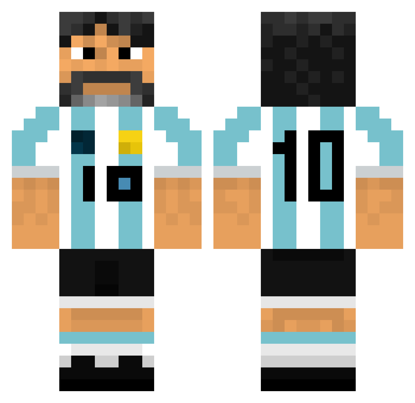 L3VITIC0 Minecraft skin, front and back view