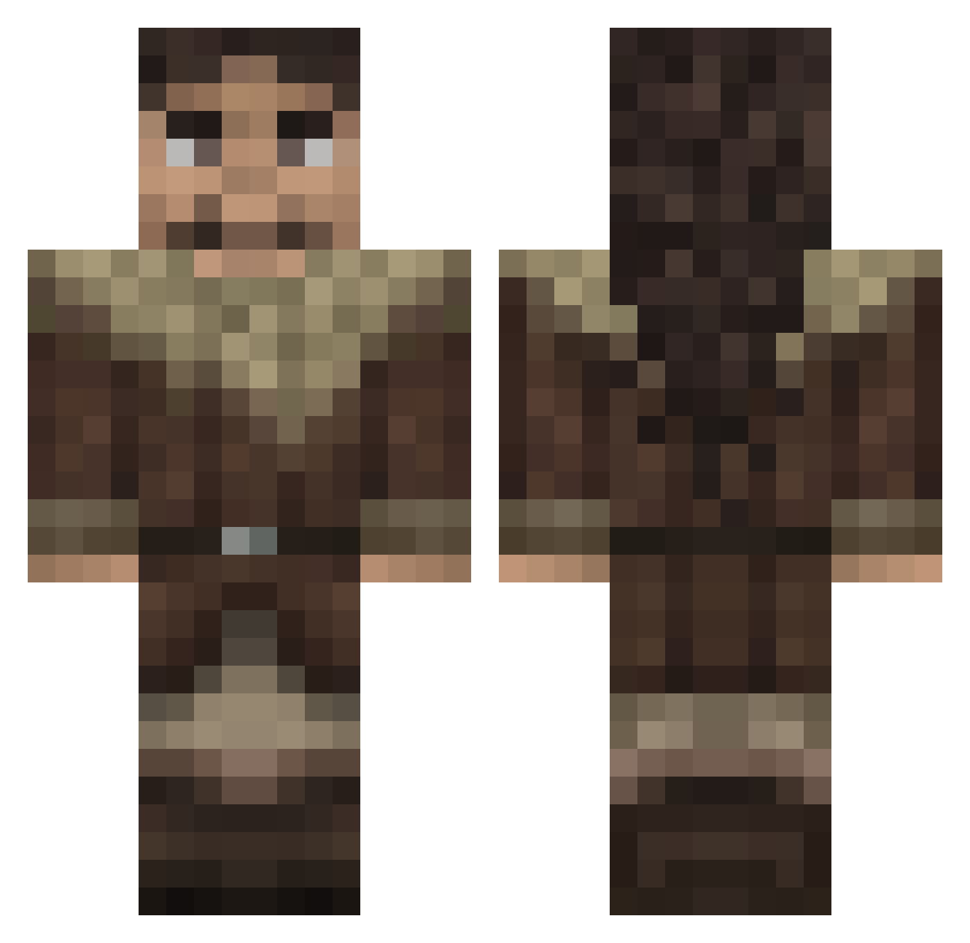 ThePum Minecraft skin, front and back view