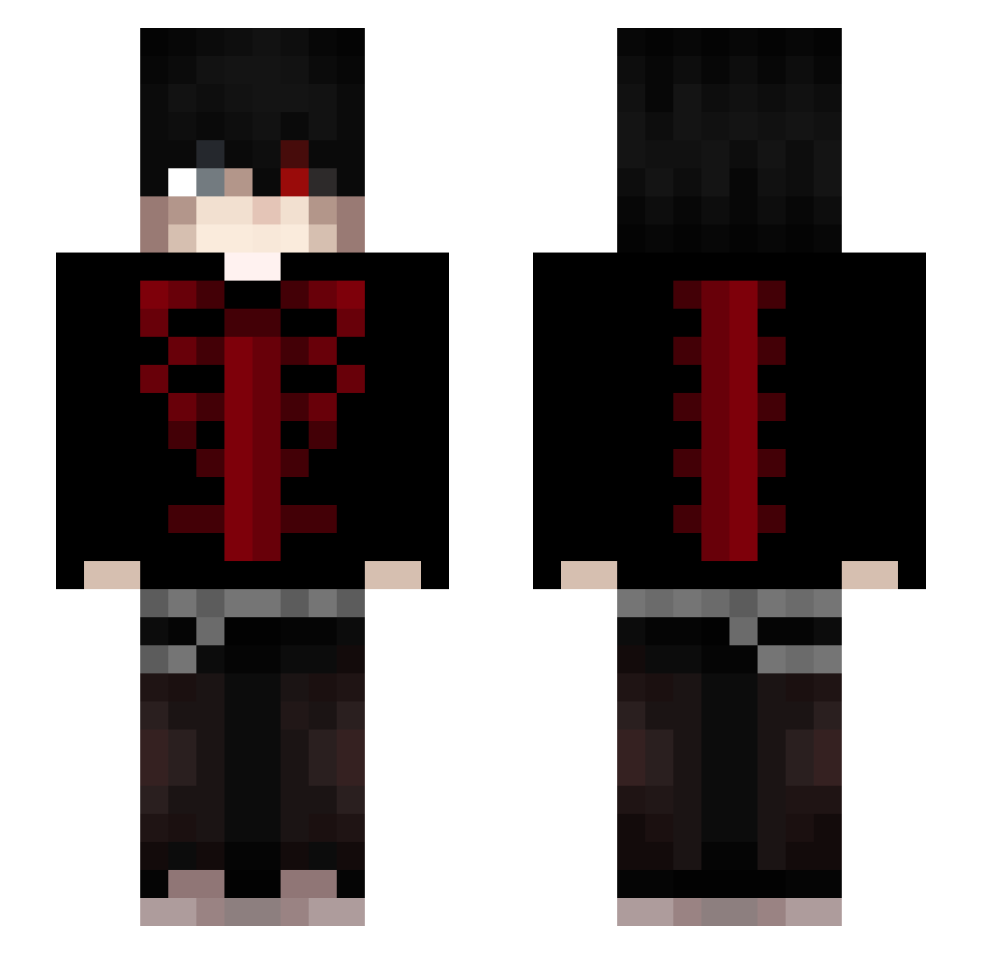 Hxwks Minecraft skin, front and back view
