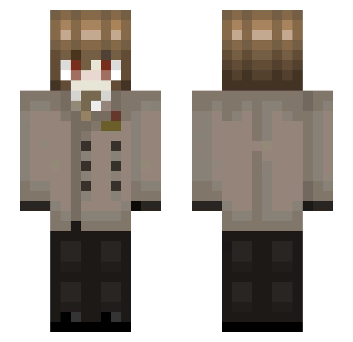 kiuzyx Minecraft skin, front and back view