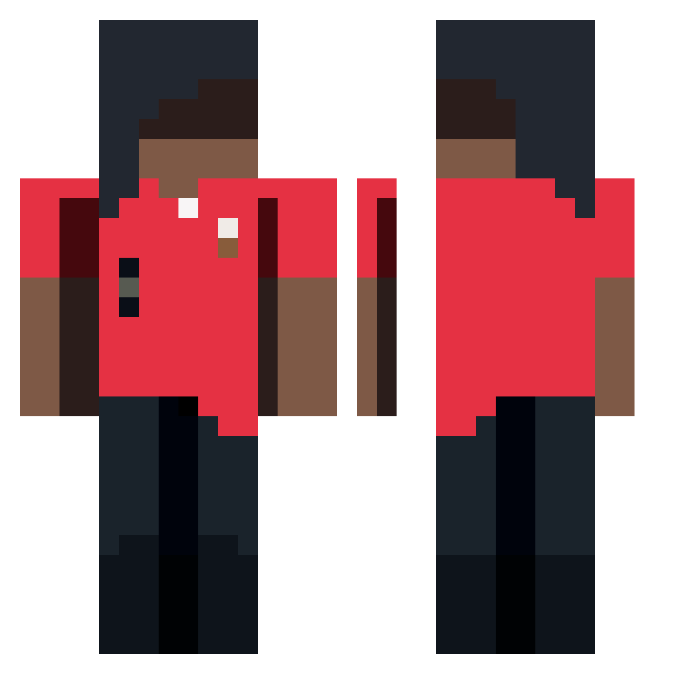 bassmyanxiety Minecraft skin, front and back view