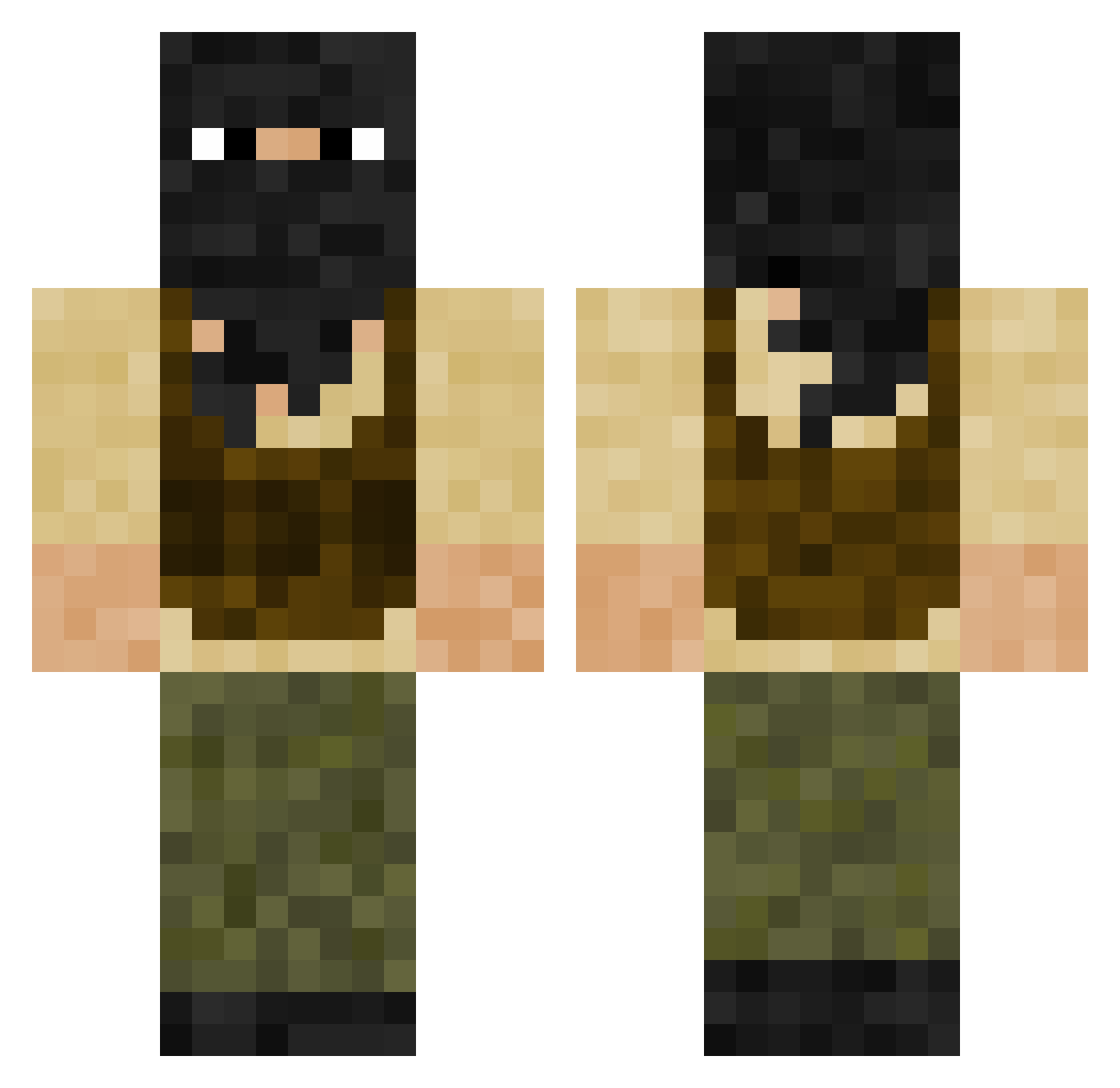 Cheezywarts Minecraft skin, front and back view