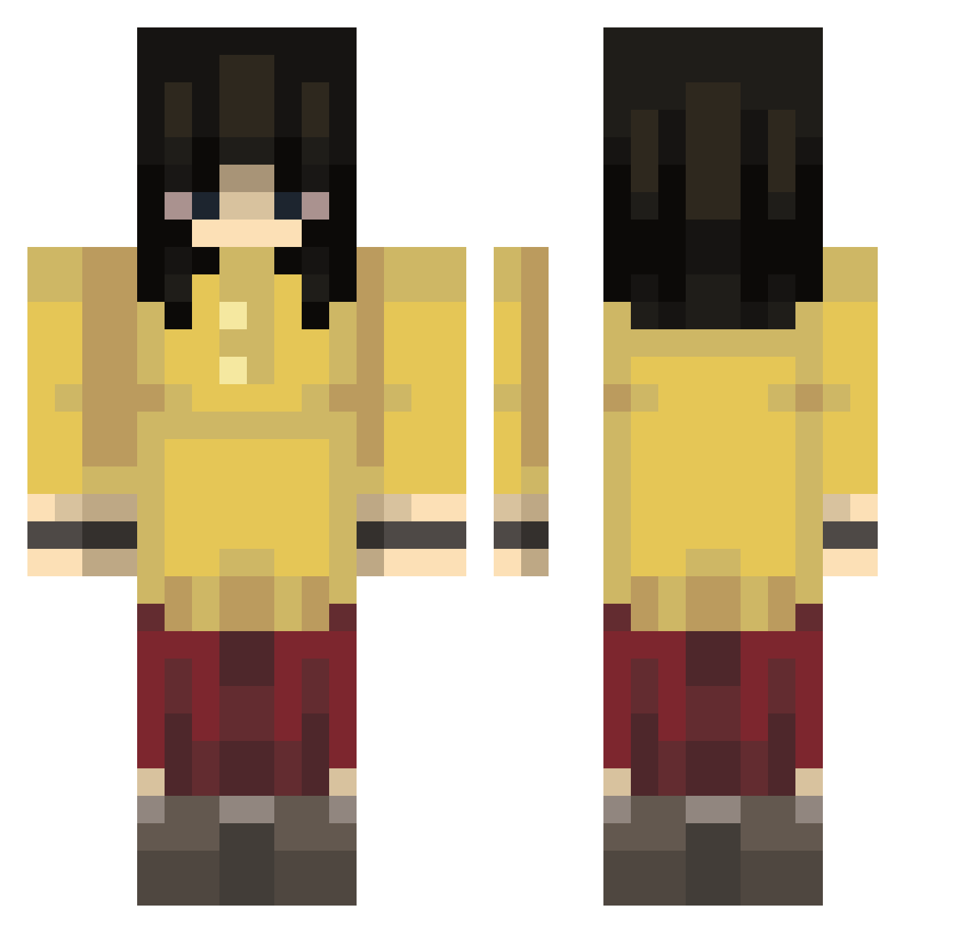 happyman253 Minecraft skin, front and back view