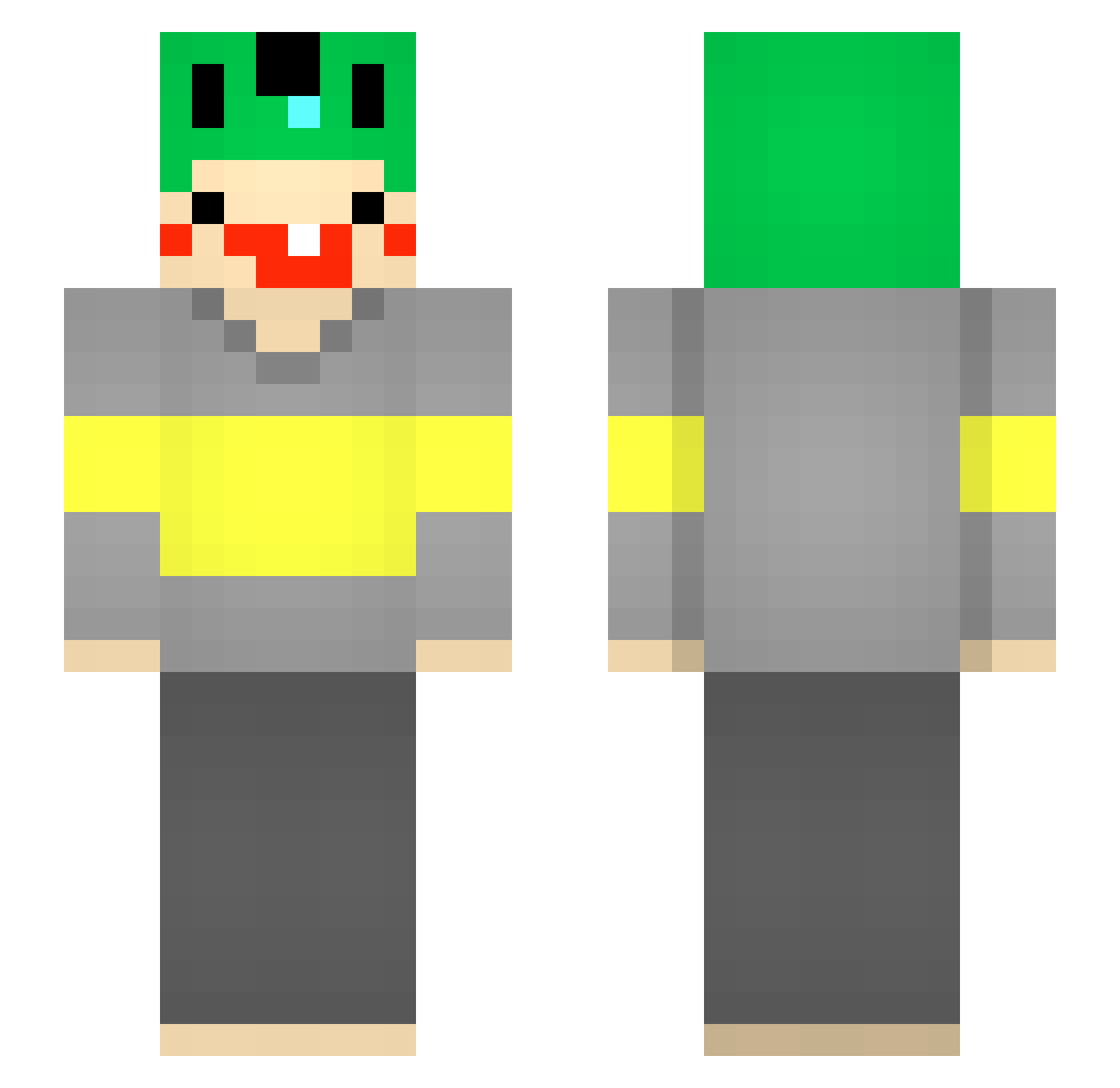 cuckooplz Minecraft skin, front and back view