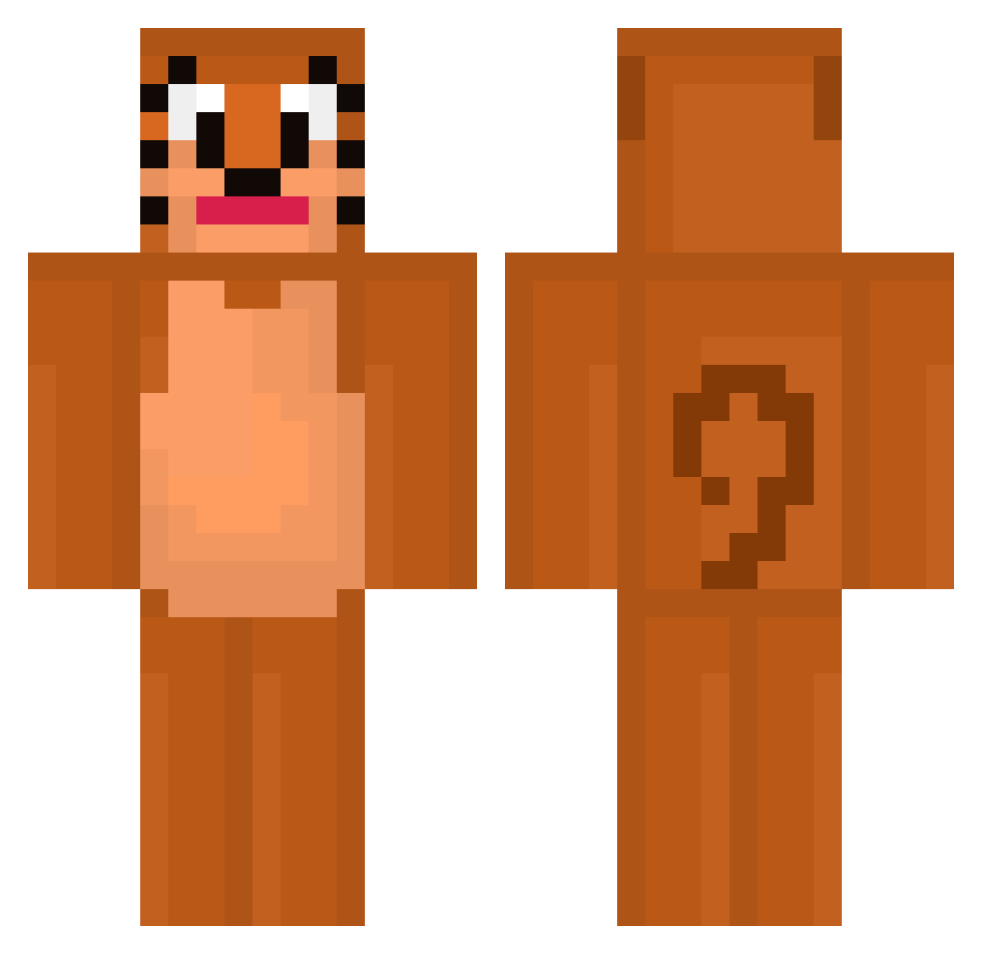 Outgrown Minecraft skin, front and back view