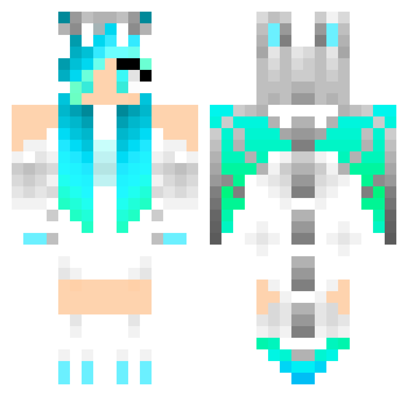 Exiler Minecraft skin, front and back view