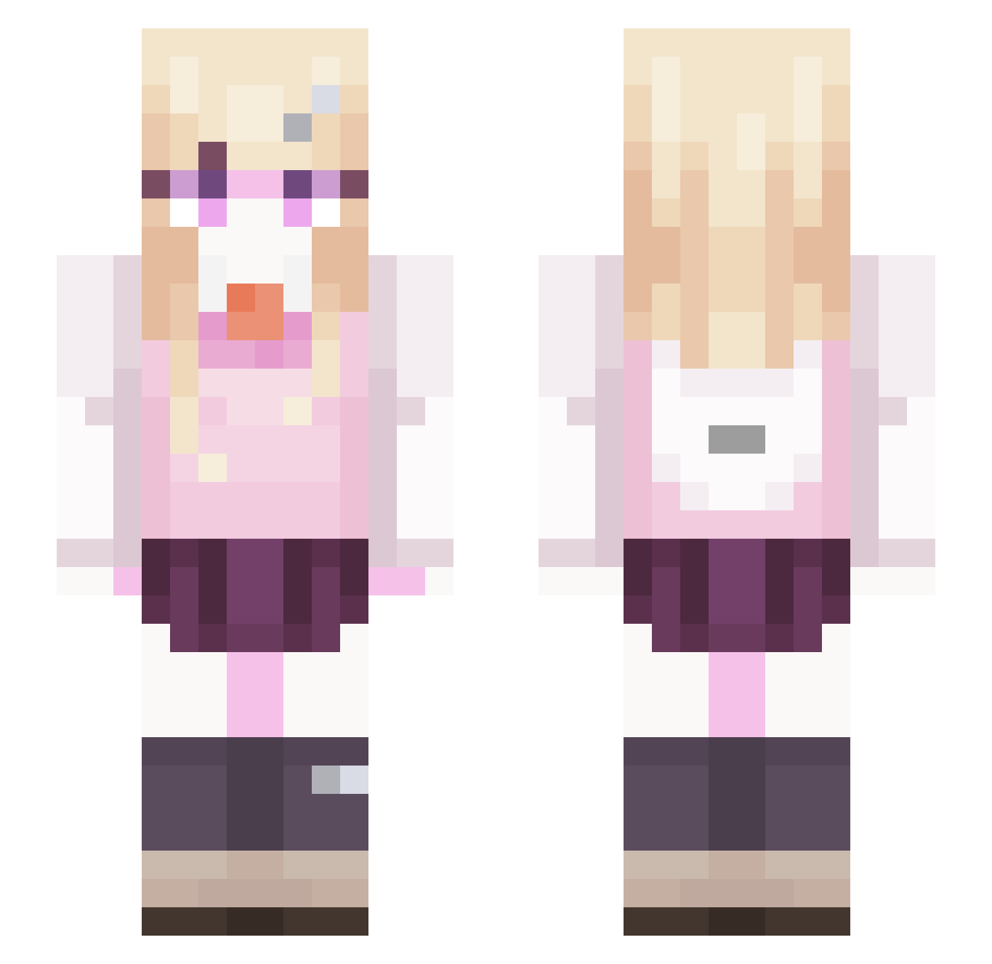 Nachtilic Minecraft skin, front and back view