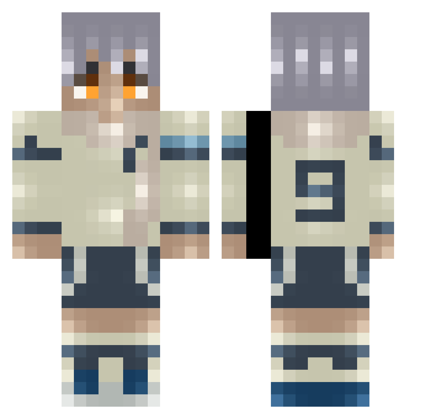 rave0cOBh Minecraft skin, front and back view