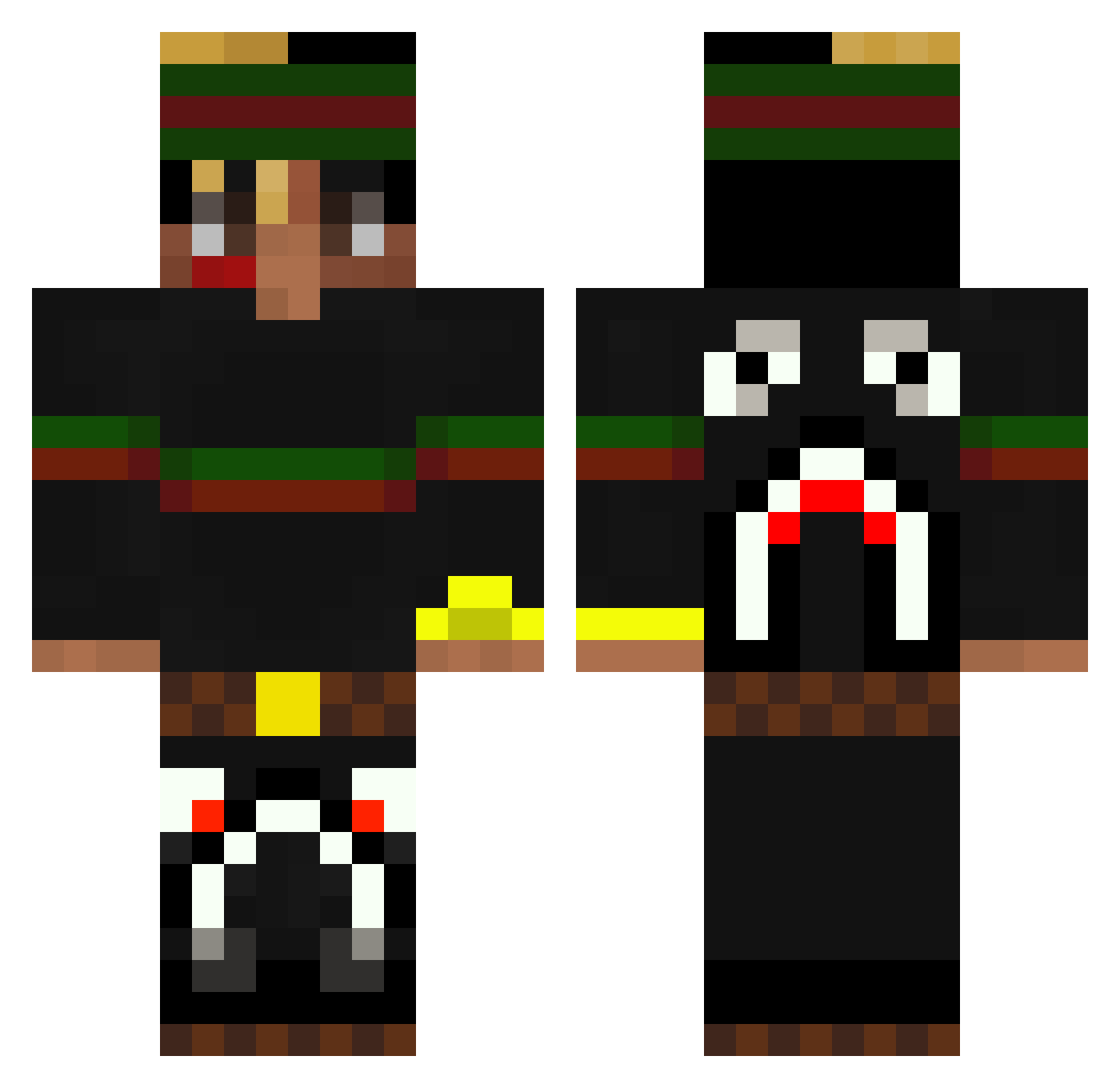 Fizzes Minecraft skin, front and back view