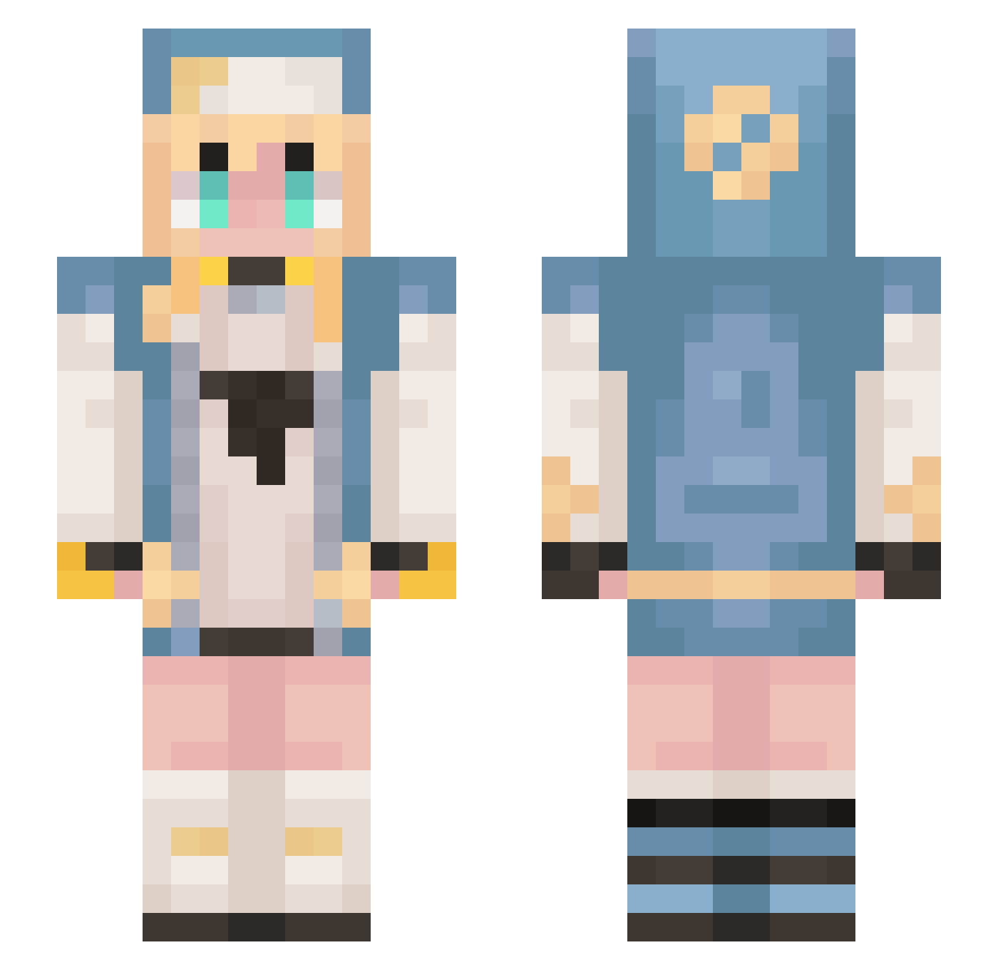 TransGirlEnder Minecraft skin, front and back view