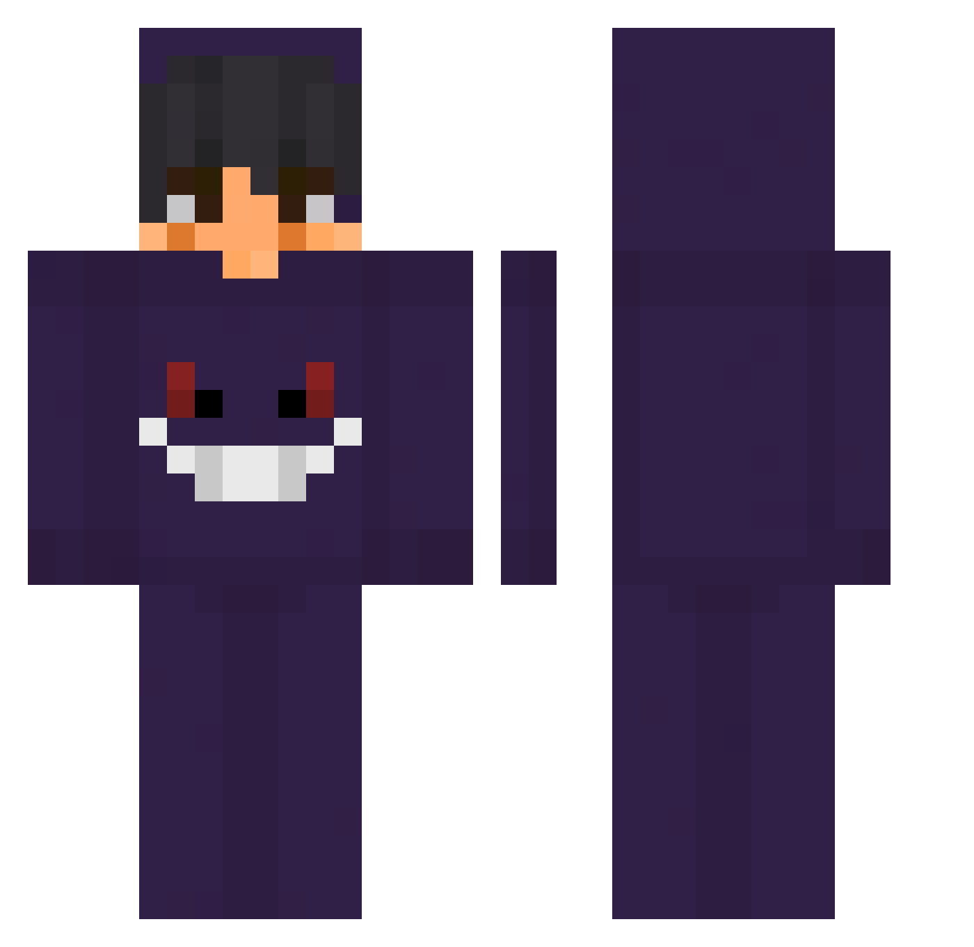 Nezts Minecraft skin, front and back view