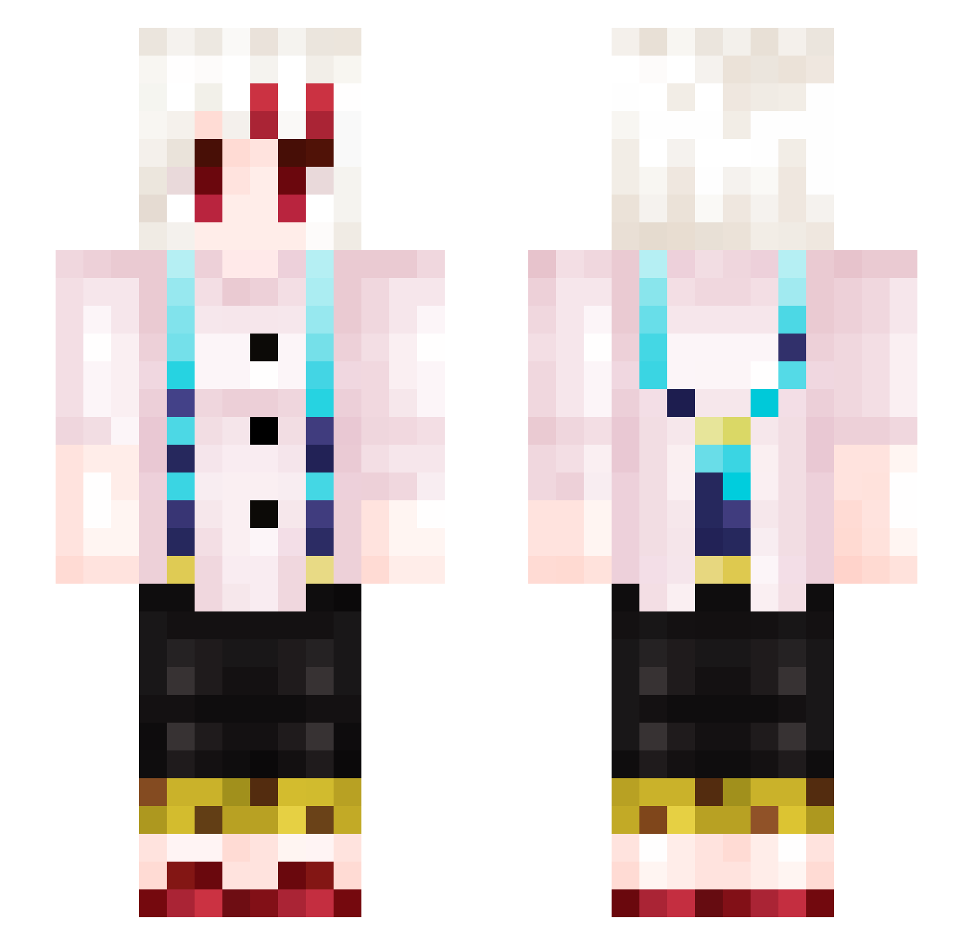 cottonfilled Minecraft skin, front and back view