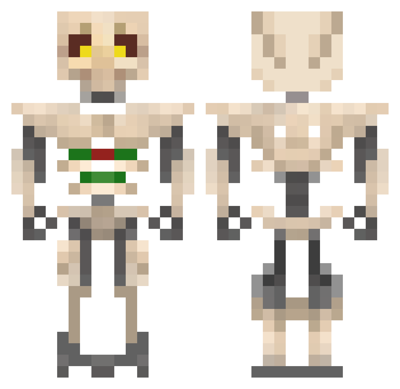UnderGraduate Minecraft skin, front and back view