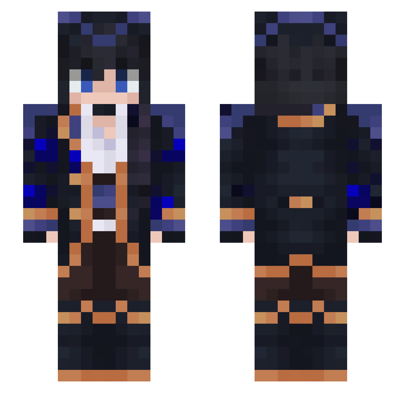 VanitasCss Minecraft skin, front and back view