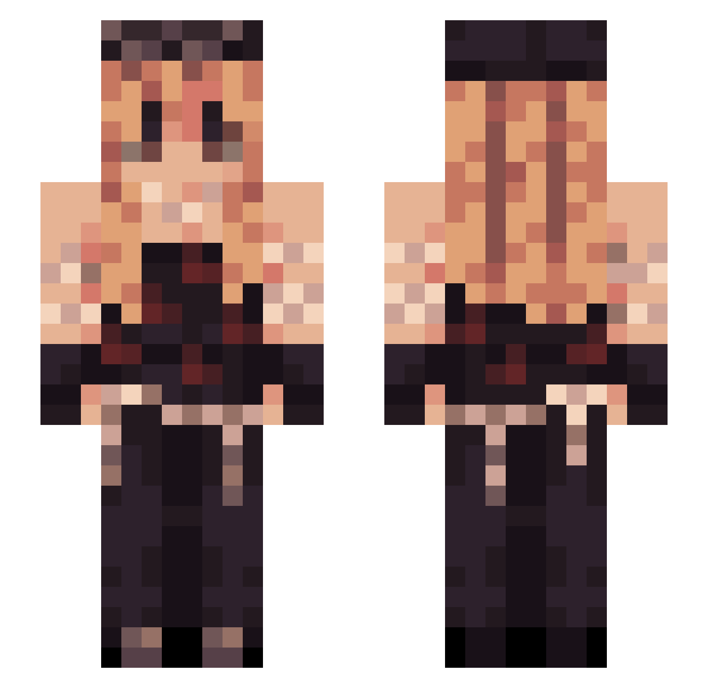 tallymarks Minecraft skin, front and back view