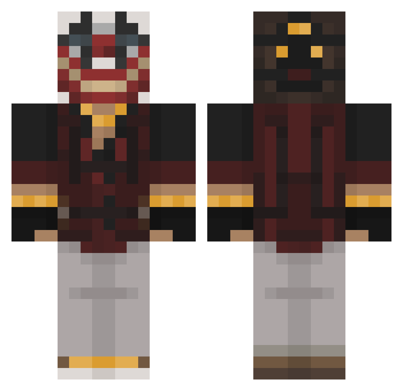 Yveng Minecraft skin, front and back view