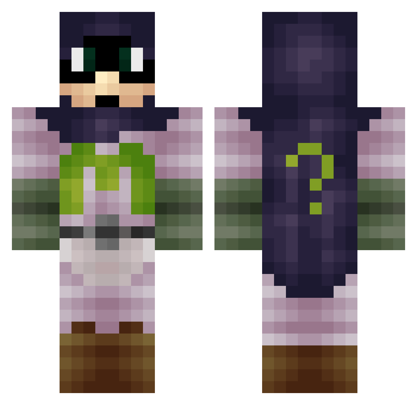 Commences Minecraft skin, front and back view