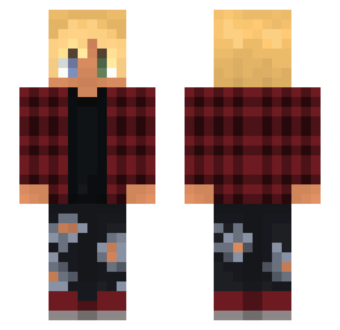 Pige0neus Minecraft skin, front and back view