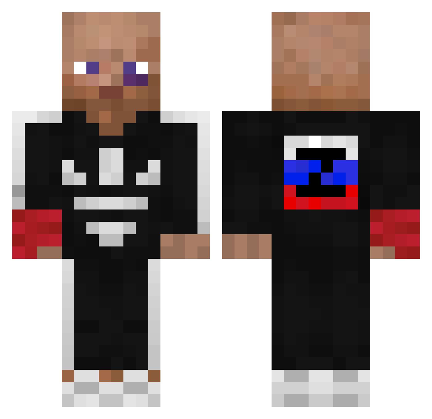 ValiantT0 Minecraft skin, front and back view