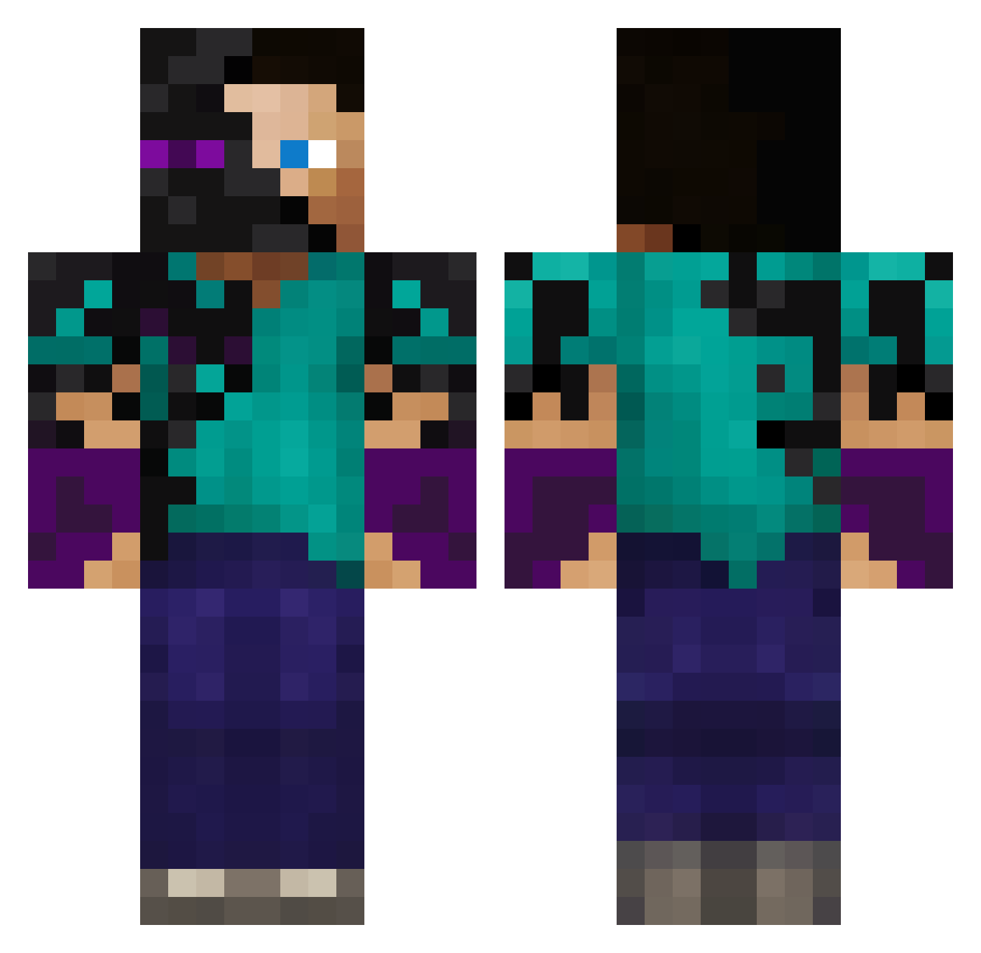 Kazreth Minecraft skin, front and back view