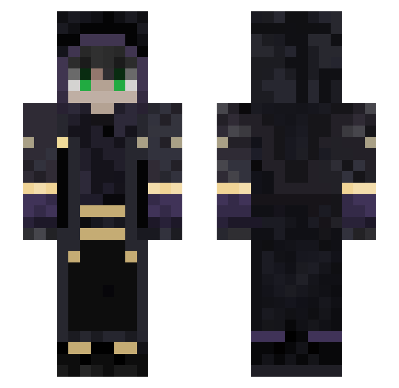 AshborneMonarch Minecraft skin, front and back view