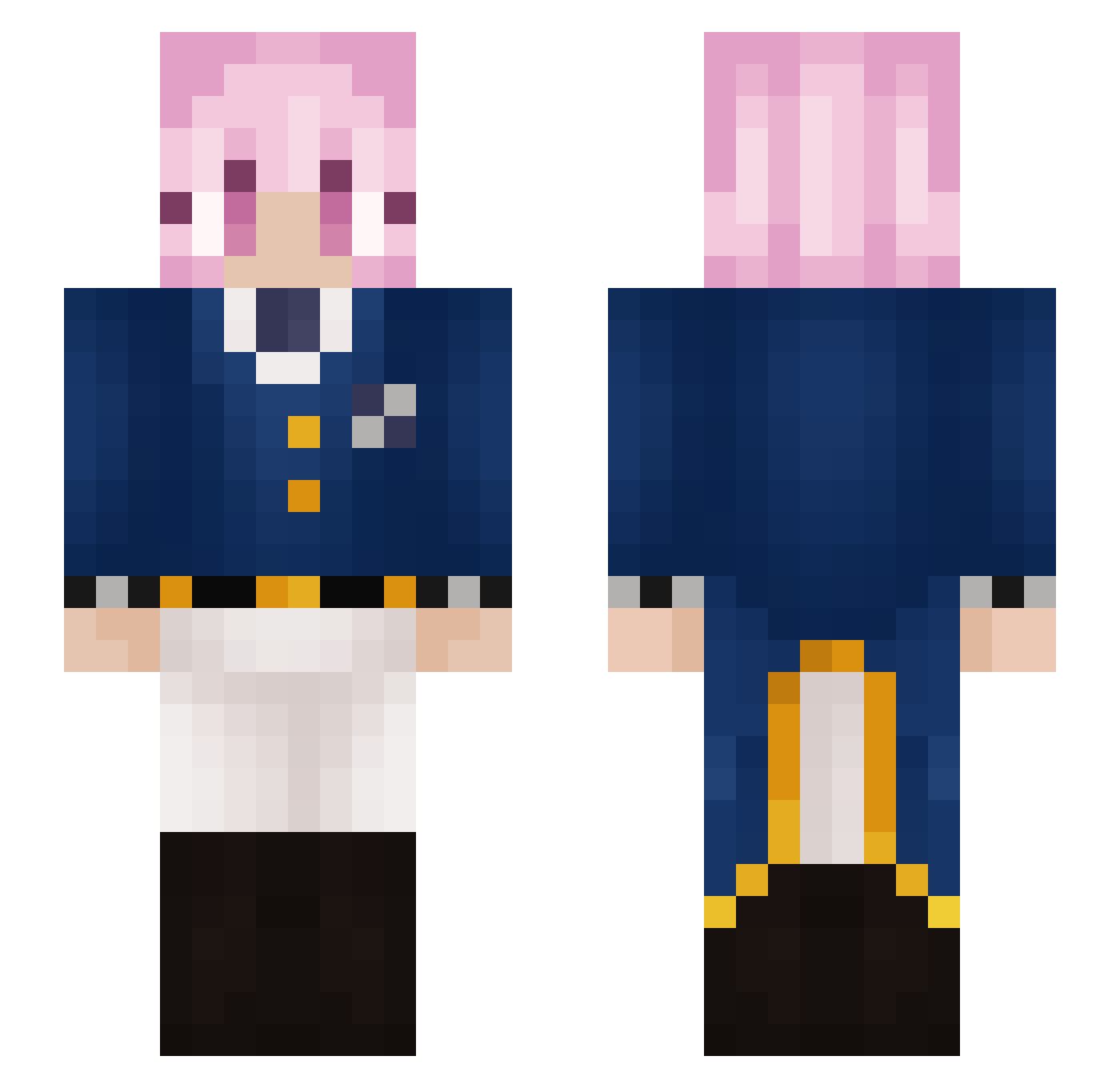 LunaaBritish Minecraft skin, front and back view
