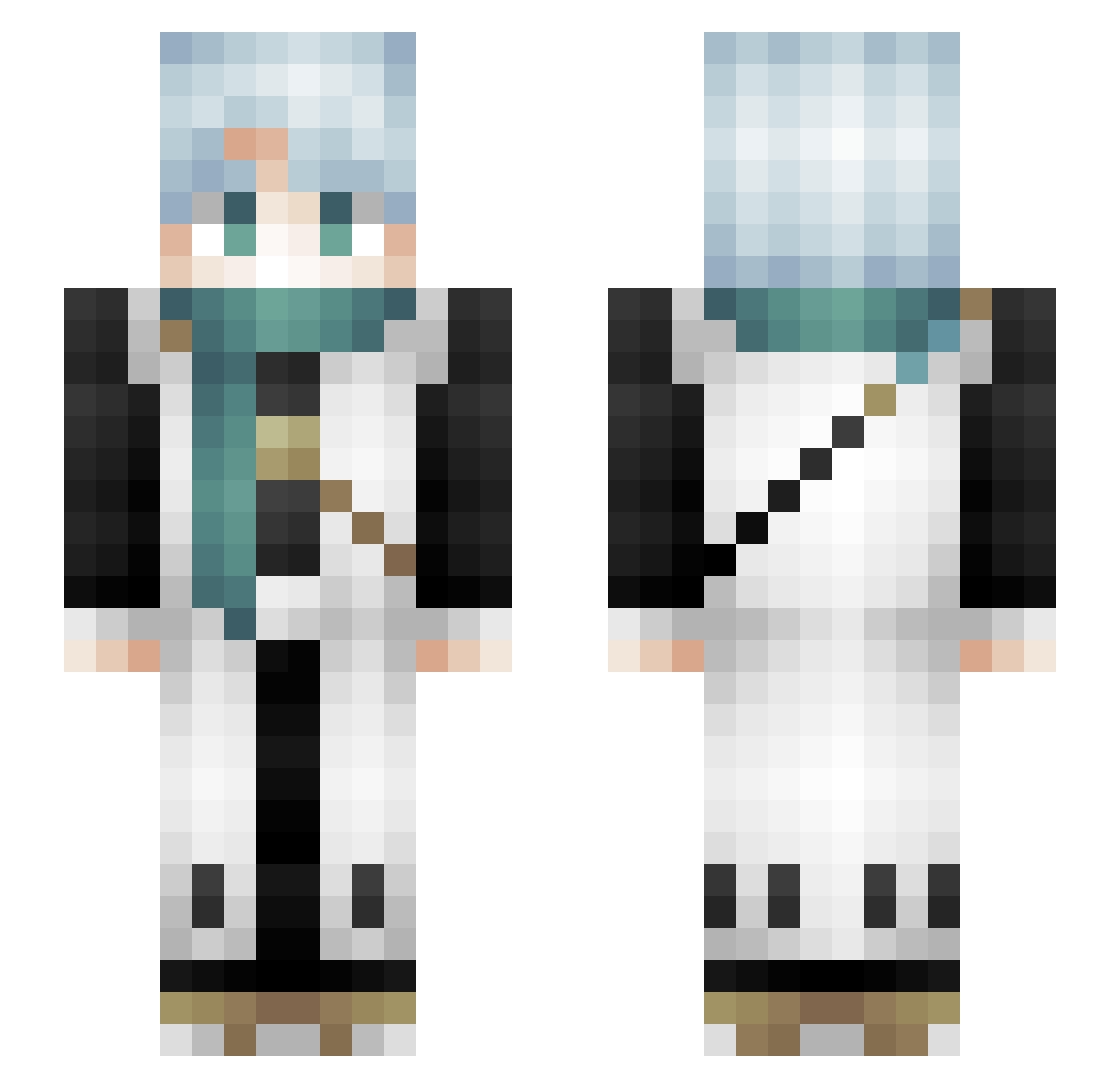 ZaneClank Minecraft skin, front and back view