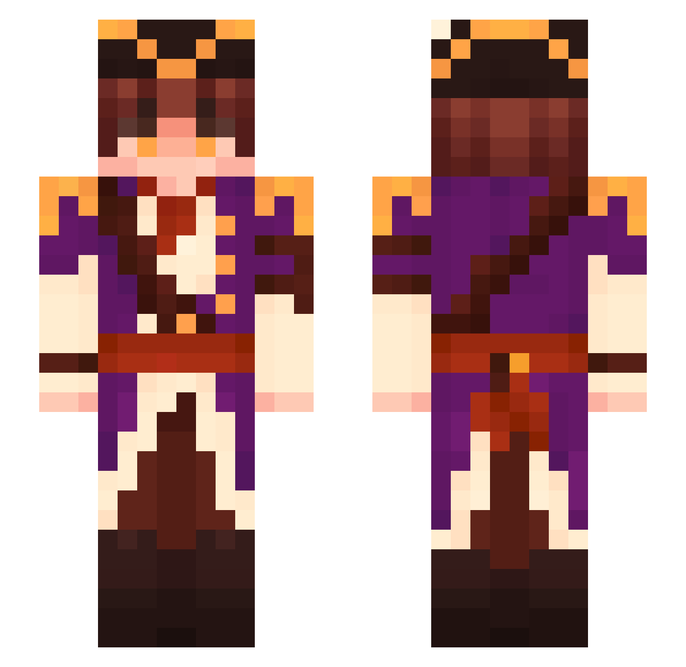 Wovuri Minecraft skin, front and back view