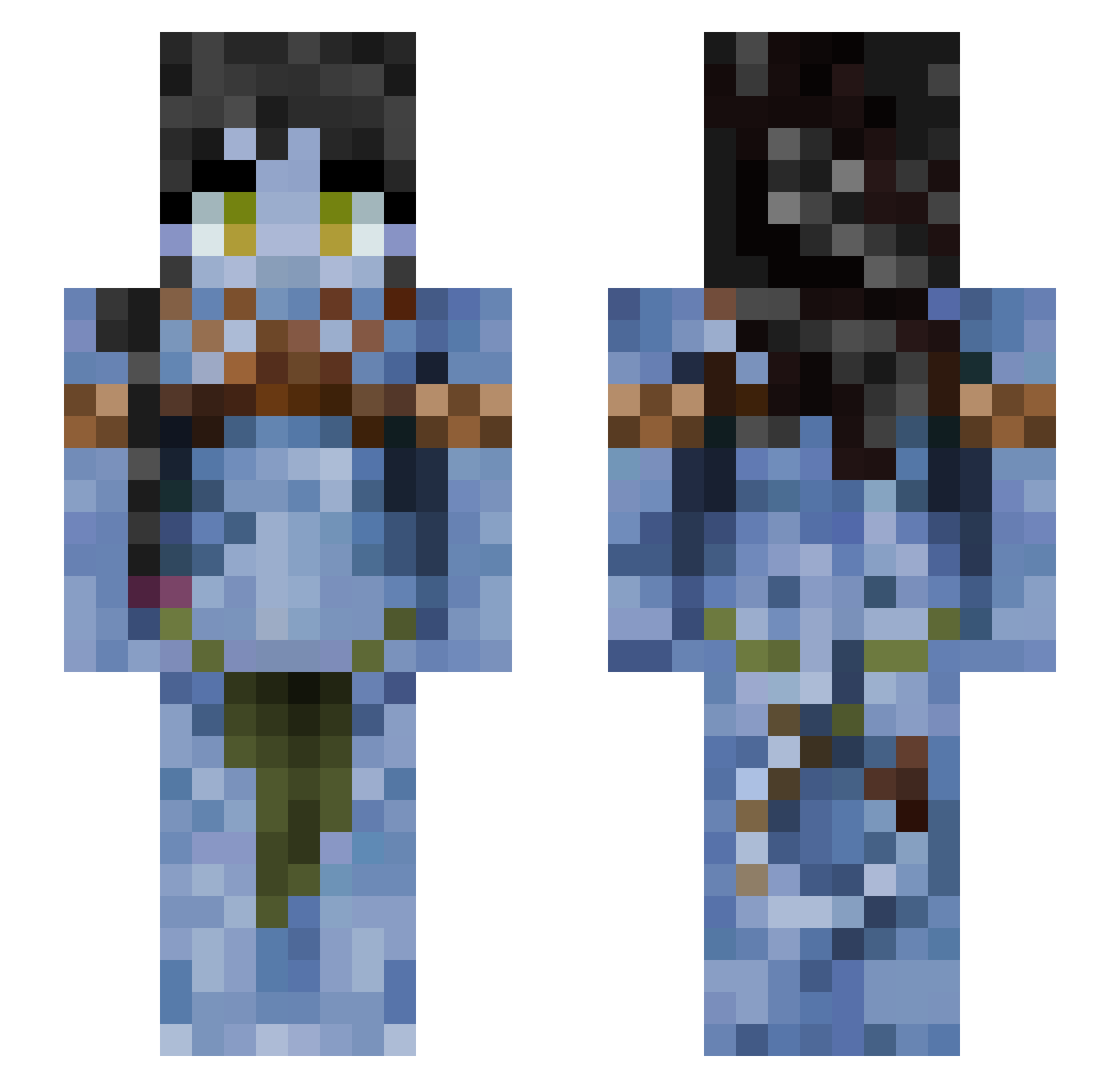 Paulserq Minecraft skin, front and back view