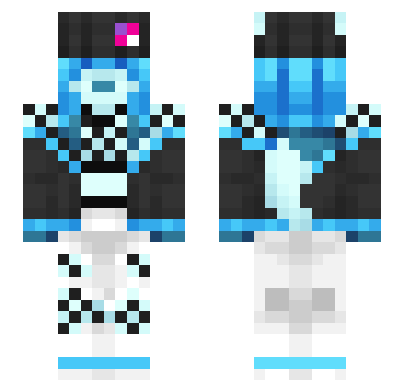cooldude3457476 Minecraft skin, front and back view