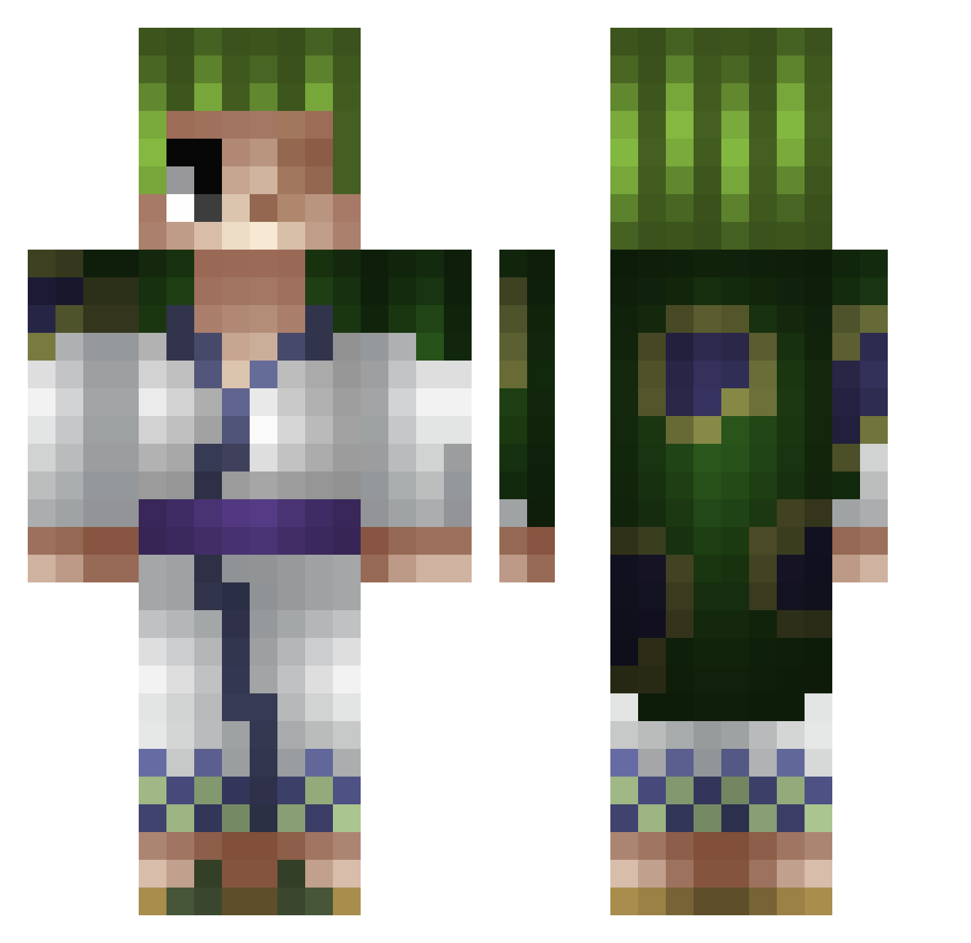 Adamafort Minecraft skin, front and back view