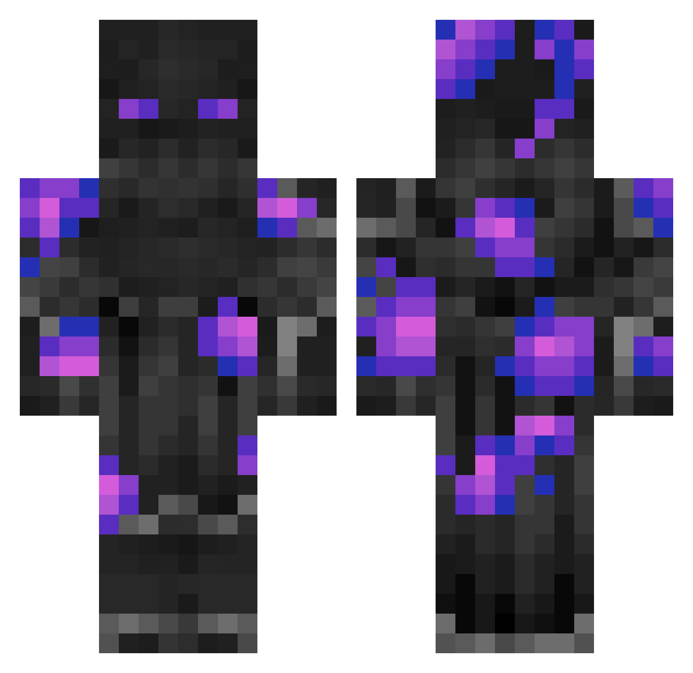 Valxiety Minecraft skin, front and back view