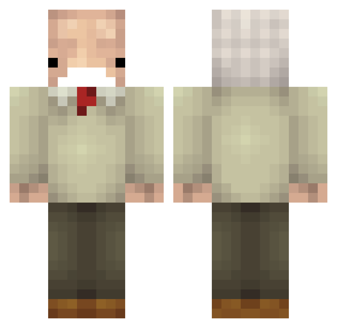 w638 Minecraft skin, front and back view