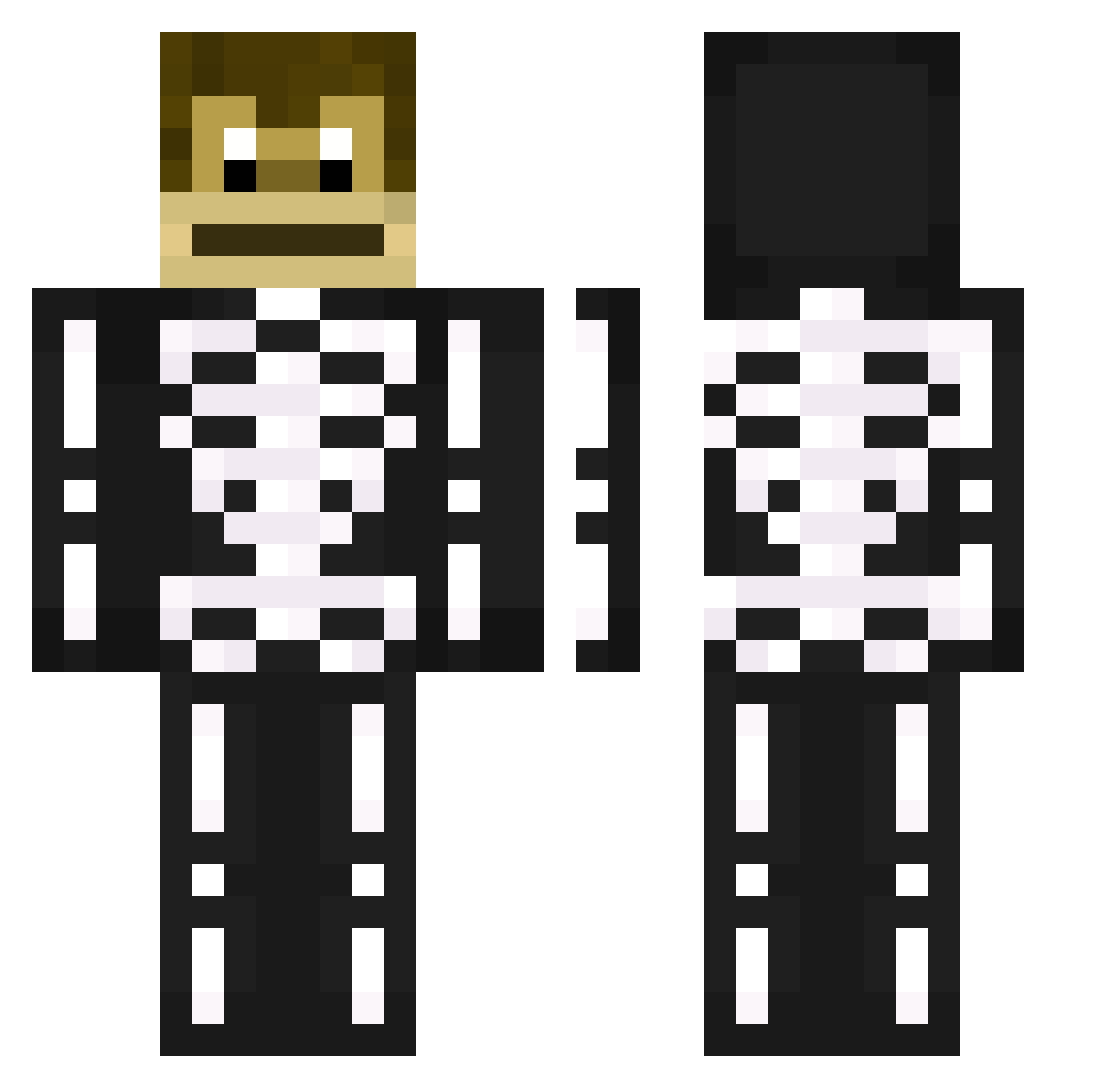 R9AM Minecraft skin, front and back view