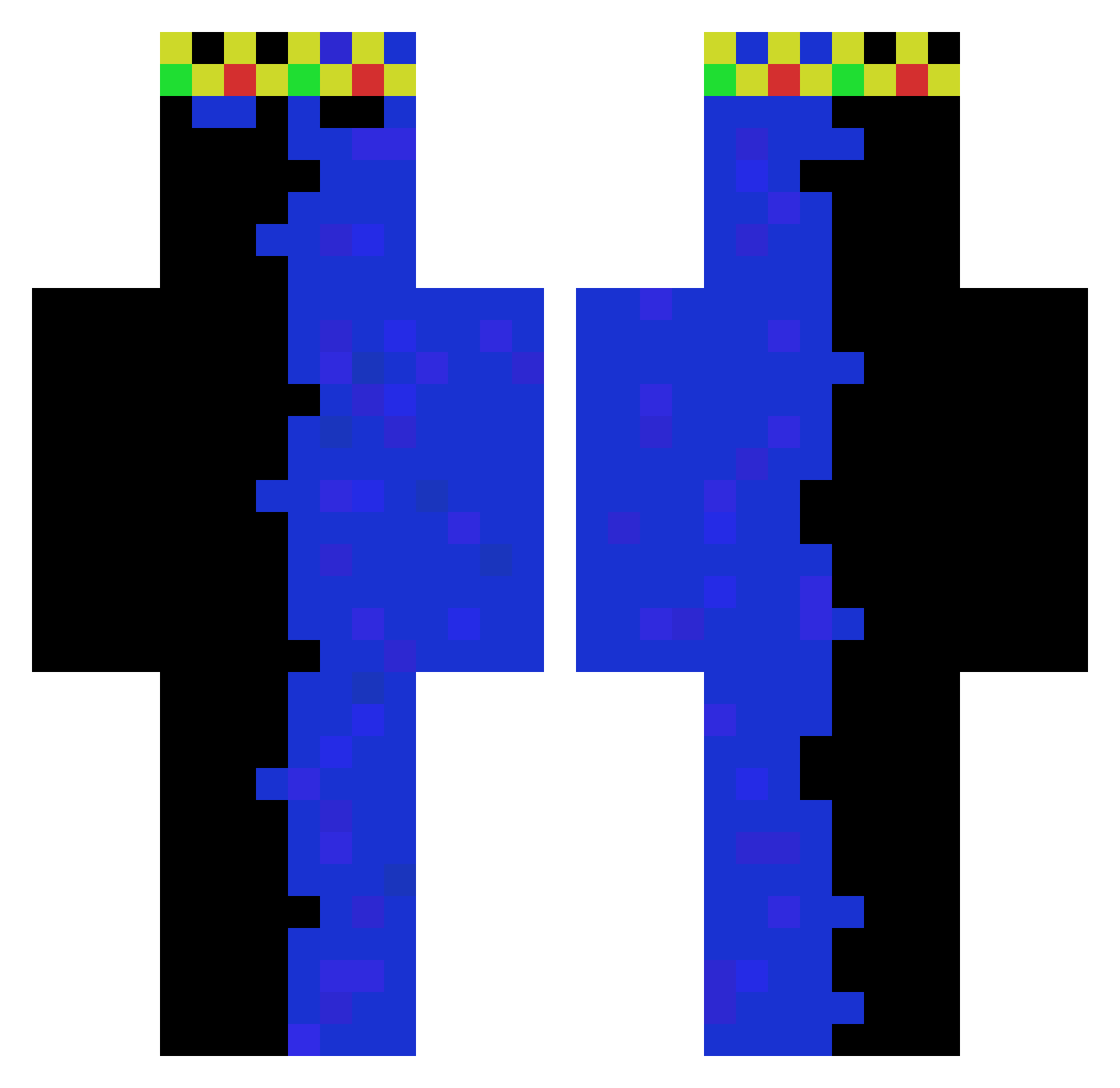 R3D10 Minecraft skin, front and back view